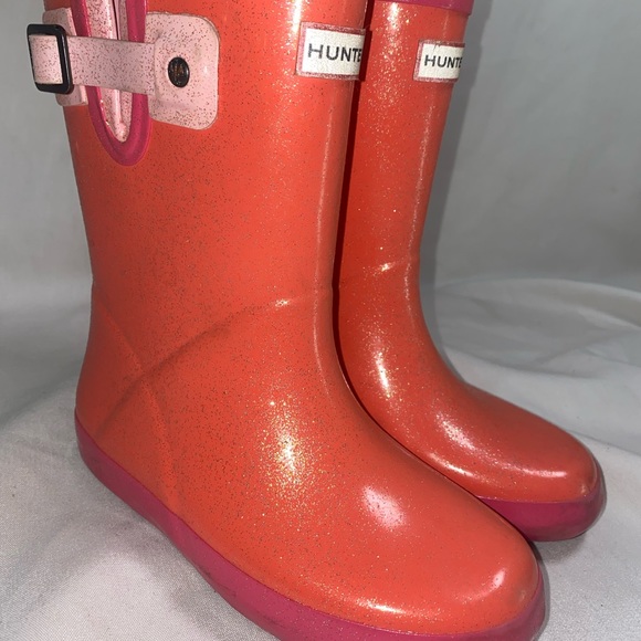 Hunter Shoes Hunter Glitter Girls 1 Pink Orange Rain Boots Poshmark